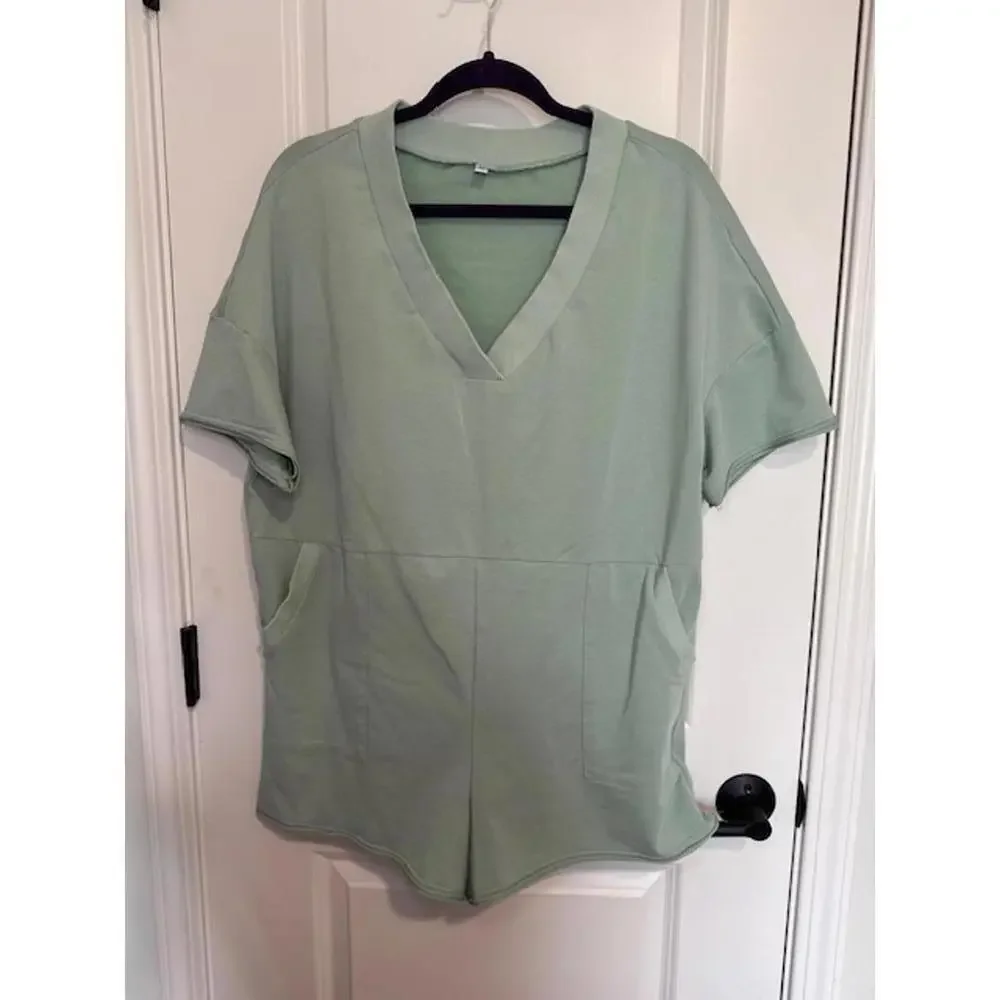 Oversized T-Shirt Romper with Pockets‎